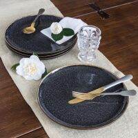 16-Piece Burns Speckled Dinnerware Set, Black Dinner Set  Ceramic Set  Dinner Plates  Plate Sets