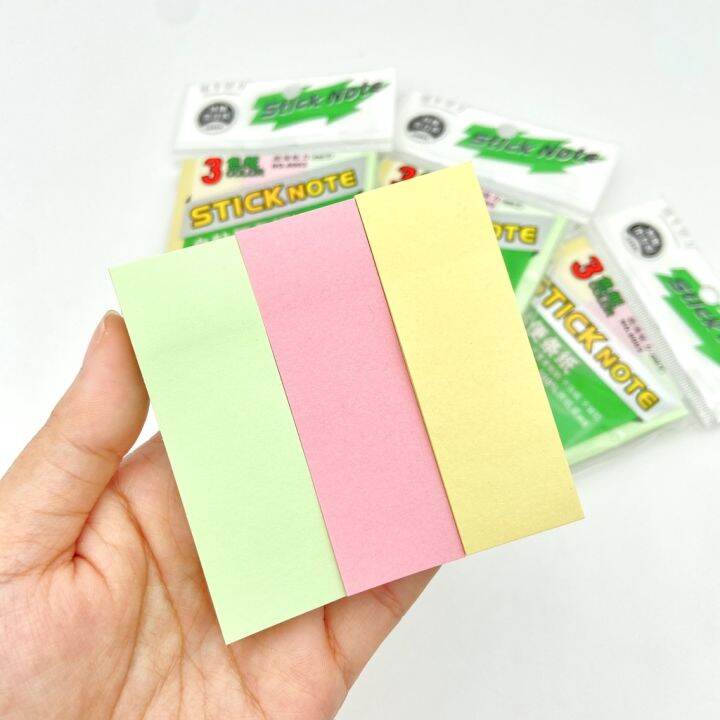 โพสต์-อิท-stick-note-กระดาษโน๊ตสีพื้น-คละสี-3-สี-มีกาวในตัว-76x25-มม-300-แผ่น-i-no-8003