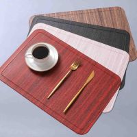 【CC】♚✽  Imitation Wood Grain Table Leather Placemat Bowl Coaster Insulation Dining Restaurant