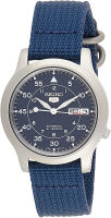 SEIKO Mens SNK807 SEIKO 5 Automatic Stainless Steel Watch with Blue Canvas Band