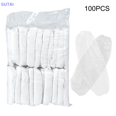 💖【Lowest price】SUTAI 100pcs disposable oversleeve Oil-proof แขนป้องกันครอบคลุม PE oversleeves