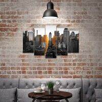 Yohoo 5ชิ้นสีดำสีขาว Cityscape ผ้าใบ Wall Art Sunset ภูมิทัศน์พิมพ์ภาพ Office Home นิ้วภาพวาด5ชิ้น