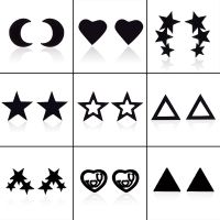 New Fashion Stud Earrings For Women Jewelry Stainless Steel Black Star Heart Geometric Earrings For Women Men Accessories 1Pair