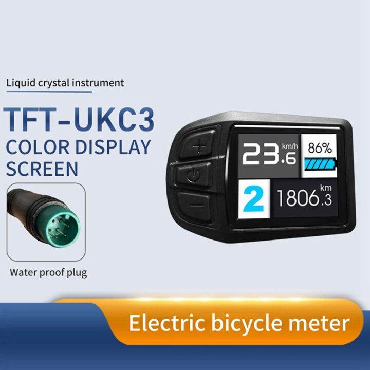 lcd-tft-ukc3-display-speed-battery-time-indicator-for-electric-bicycle-24v-36v-48v-motor-conversion-kit