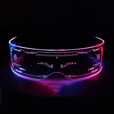 Shiqinbaihuo แว่นตากันแดดเรืองแสงสำหรับผู้ชายแฟชั่นสำหรับผู้หญิงปาร์ตี้คริสต์มาสไฟสีสันสดใสอัพ