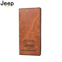 JEEP BULUO Vintage Men Leather Wallet Brand Luxury Long Slim Male Purses Money Clip Credit Card Dollar Wallets