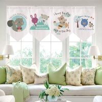 Cartoon Animal Print Triangle Curtain Short Curtain Childrens Room Decoration Hanging Curtain Kitchen Living Room Half Curtain