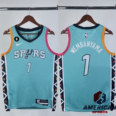 เสื้อยืด ลายทีมบาสเก็ตบอล Victor Wembanyama San Antonio Spurs 1 สีม่วง สําหรับผู้ชาย 2023 2023