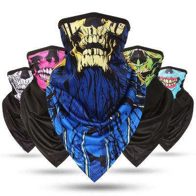 Summer Cold Ice Silk Motorcycle Face Mask Men Skull Balaclava Headwrap Bandana Face Shield Running Cycling Outdoor Sport Scarves