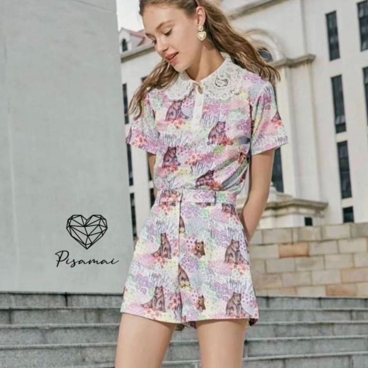 p014-018-pimnadacloset-short-sleeve-collar-button-front-print-and-high-waist-shorts-set