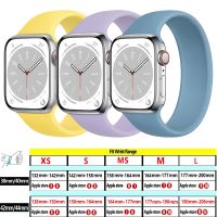 Solo Loop untuk Apple Watch Band 45Mm 41Mm 49Mm 44 40 42 38 Mm Seri Ultra 8 7 6 5 4 3 2 Tali Silikon Elastis Iwatch Correa