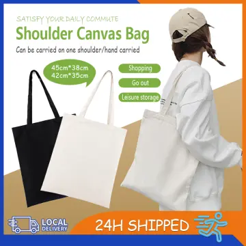 Canvas Tote Bags,1Pc Tote Bags Multi-Purpose Reusable Blank Canvas Bags Use  For Grocery Bags,Shopping Bags,DIY Gift Bags