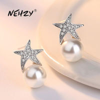 2021NEHZY 925 Sterling Silver Stud Earrings High Quality Woman Fashion Jewelry Retro Simple Starfish Pearl Crystal Zircon Earrings