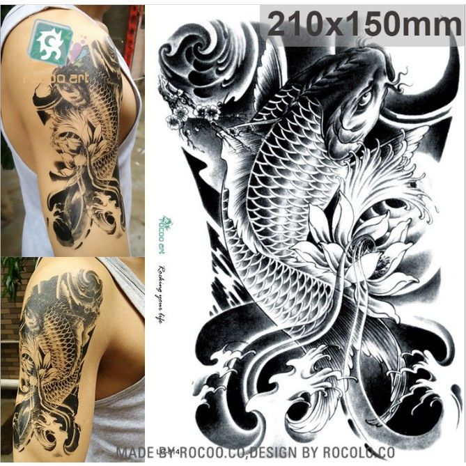 Hình xăm dán nam tatoo cá chép hóa rồng chống thấm nước cực hot dành cho  nam kích thước 15 x 21 cm  Lazadavn