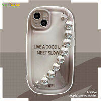 Live A Good Life Full Cover เลนส์เคสโทรศัพท์พร้อมสร้อยข้อมือสำหรับ Apple iPhone 14 13 12 11 X XS Pro Max Plus XR Soft ซิลิโคน Anti-Drop ป้องกันฝาหลังโทรศัพท์มือถือกรณีสีน้ำตาลสีดำ