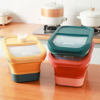 Foldable Rice Container Kitchen Organizer 10KG Bucket Cereal Dispenser Pet Dog Food Storage Container cuisine outils accessoires