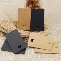 ¤ 100pcs 100 hemp string 5x3cm new style retangular black /Kraft Paper Blank Card Hand Draw Gift Label Tags Heart Hollow