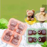 4 Grid 3D Little Teddy Bear Shape Ice Cube Silicone Mold Ice Tray  for Whiskey Cocktail Drink Coffee Ice Cream Decoration