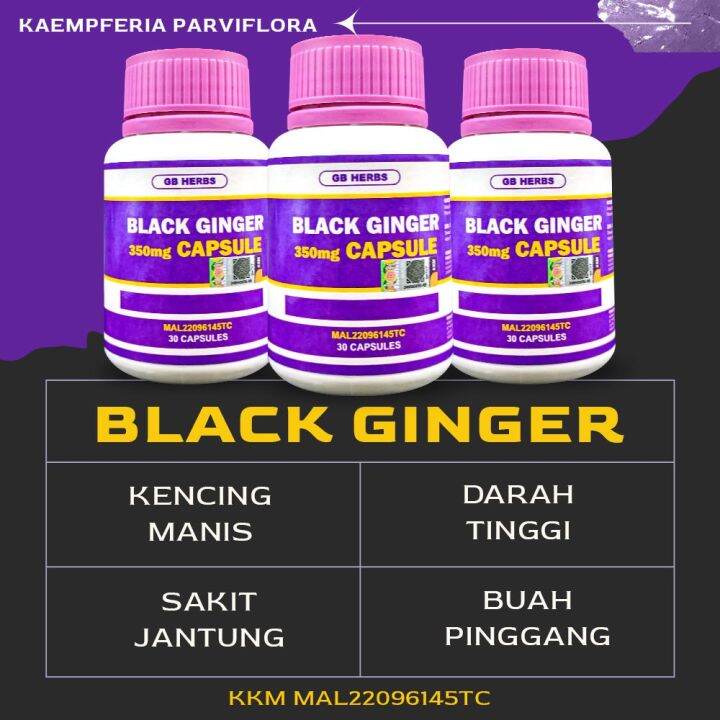 KAPSUL KUNYIT HITAM ASLI 30BIJI LULUS KKM BLACK GINGER CAPSULES