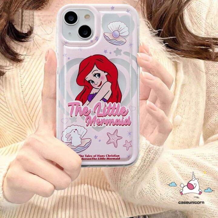 เคสโทรศัพท์มือถือ-tpu-แบบนิ่ม-ลายการ์ตูนเจ้าหญิงดิสนีย์-นางเงือก-กันกระแทก-สําหรับ-iphone-7plus-14-13-12-max-xr-6-6s-x-xs