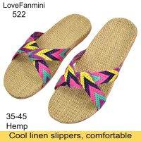 Natural linen slippers summer home indoor sandals mens womens unisex spring and autumn couples landing guests flax Non-slip