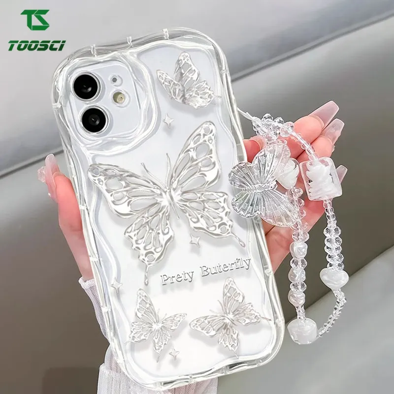 Cartoon Cute Butterfly Rose Phone Case Cover For iPhone 15 Pro Max