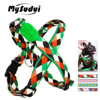 Fashion Dog Belt Harness Plaid Nylon Choke Free Step In Dog Harness Comfort Safety Soft Padded Harness For Dogs Pet Arnes Perro