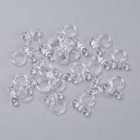 20pc Plastic Clip-on Earring Findings with Loop for Non-Pierced Ears Clear 11x10x3mm Hole: 1mm