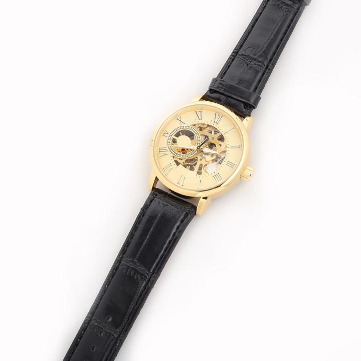 bluelans-นาฬิกาข้อมือผู้ชาย-3d-หรูหราสลักลายตัวเลขโรมันนาฬิกาหน้าปัดเชิงกล