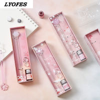 Crystal glass pen star sakura Blossom dip pen flash powder fountain pen 12 color ink gift box set writing supplies Diamonds pink