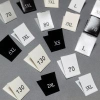100PC Clothing Size Label Black Text WhiteText Garment Clothes Label T Shirt Dress Cloth Fabric Sewing Materials Label Stickers Labels