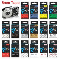 Labelwell 6mm XR-6WE Label Compatible for Casio XR-6X XR-6RD XR-6BU XR-6YW XR-6GN XR-6WE Black on White for KL-60 KL-120 Printer