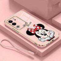 VIVO V29 5G V29E V29 Pro หรูหรา Minnie Mouse ฝาครอบโทรศัพท์เคสชุบมันวาวกันกระแทกสายรัดเคสที่มีแหวน