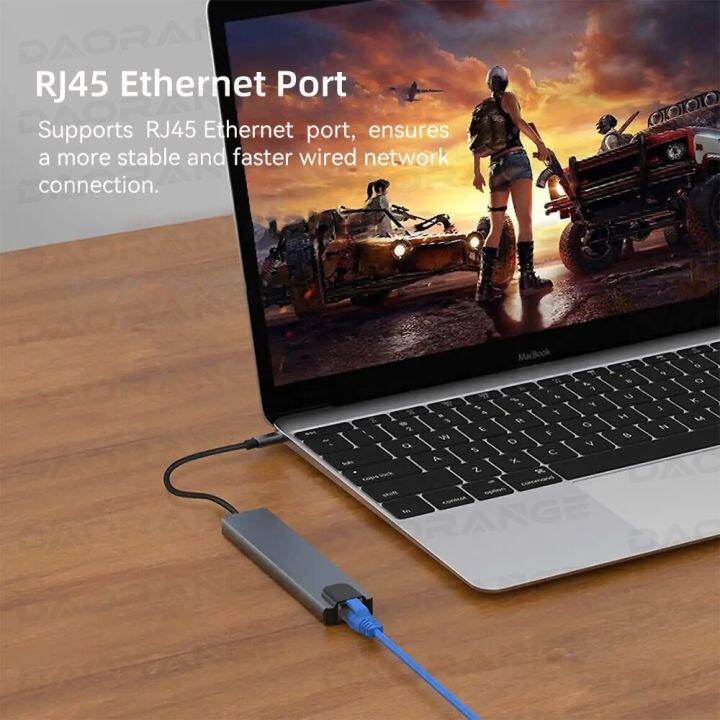 usb-c-ศูนย์กลางสำหรับ-macbook-pro-air-8-in-1ฮับสำหรับแล็ปท็อปอะแดปเตอร์ชาร์จ8พอร์ตแท่นวางมือถือ-rj45-hdmi-usb-3-0-pd-tf-การ์ด-sd-splitter-feona