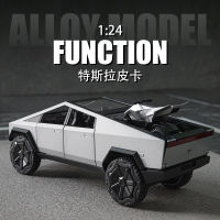 (กล่องโฟม) 1:24 Tesla Pickup Alloy Car Model Sound Light Back Car Model รถของเล่นเด็ก