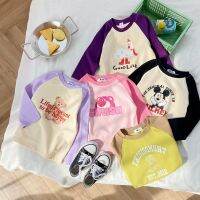 Girls Three-quarter Sleeve Top Spring and Summer Cartoon Bottom Shirt Baby Animal Print Casual T-shirt