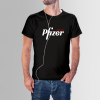 เสื้อยืดคอกลม pfizer moderna โควิด สีขาว สีดำ