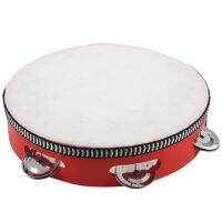 ；。‘【 2X 8Inch Musical Tambourine Tamborine Drum Round Percussion Gift For KTV Party Red