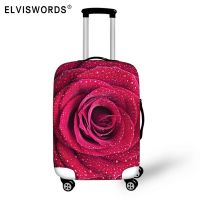 J04เคสกันกระแทกกระเป๋าเดินทางผ้ายืด ELVISWORDS สำหรับกระเป๋าเดินทางหนากันฝุ่นพิมพ์ลายดอกกุหลาบกระเป๋าลากขนาด18-32นิ้วที่บังฝน