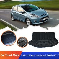 แผ่นพรมรองไลเนอร์กระบะพรมกระโปรงหลังรถรถยนต์สำหรับ MK6 Ford Fiesta Hatchback 2009 ~ 2017 2011 2012 2013 2015 2016ฝาหน้าฝาหลังกระโปรงรถ