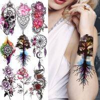 【hot】☃❄✸  Watercolor Temporary Sticker Fake Compass Feather Tatoos