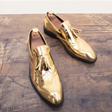 Mens metallic store gold dress shoes