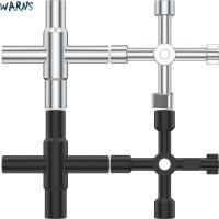 WYS 4ชิ้น4ทางเครื่องมือสำหรับ Sillcock กุญแจน้ำเหล็กกุญแจสี่เหลี่ยมกุญแจมิเตอร์แก๊สอเนกประสงค์สำหรับก๊อกน้ำ4ทางประแจ Sillcock Spigot แบบพกพา