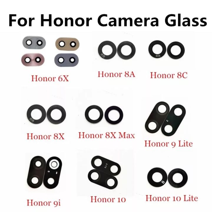 2ชิ้น/ล็อตฝาหลังกระจกกล้องถ่ายรูปเหมาะสำหรับ Huawei Honor 6X 7X 8X 8A สูงสุด8C 9I ชิ้นส่วนอะไหล่ติดกาว9 10สติ๊กเกอร์บาง