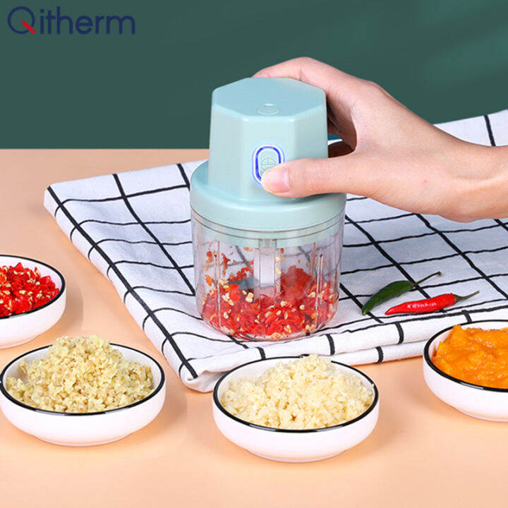 electric-food-crusher-mini-garlic-press-100250ml-food-vegetable-chopper-squeezer-kitchen-meat-grinder-garlic-masher-machine