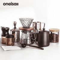 ONEISALL ชุดเครื่องชงกาแฟกาแฟชุดเบียร์แก้วถ้วยกรองมือ Pour หม้อมือบดกาแฟชุดหยดน้ำ2Pcs/10Pcs