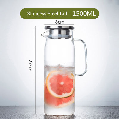 1.5L Glasses Cold Water Bottle Kitchen Kettle Jars Heat Resistant Glass Water Pitcher Coffee Tea Pot Transparent Decanter Jug