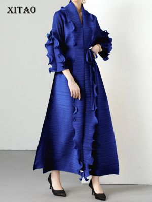 XITAO Dress Long Sleeve Women Pleated Dress