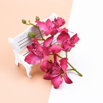 【CC】 4 Heads/bundle Thai Orchid Wedding Flowers Wreaths Scrapbooking Decoration Accessories Artificial Cheap