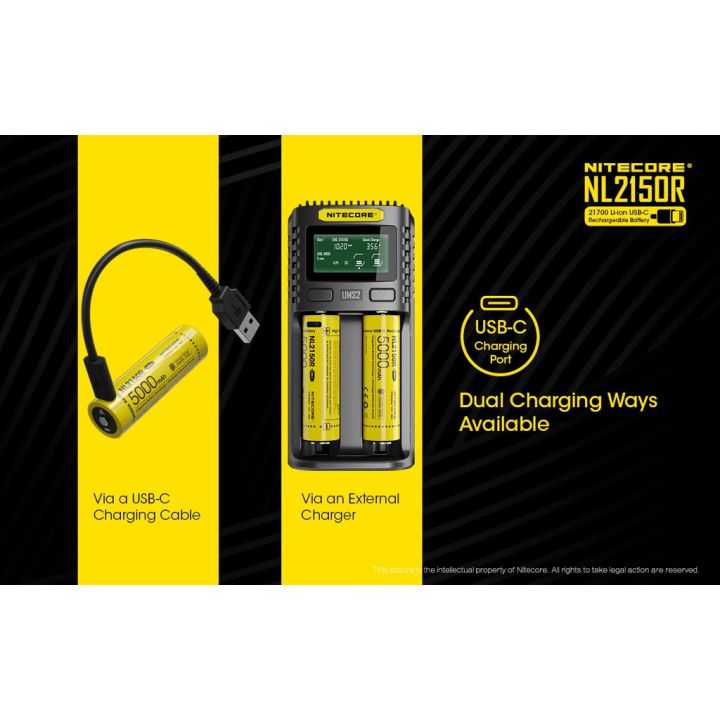 สินค้าขายดี-ใหม่แท้100-nitecore-nl2150r-5000mah-usb-c-ชาร์จ-21700-แบตเตอรี่-ของแท้100